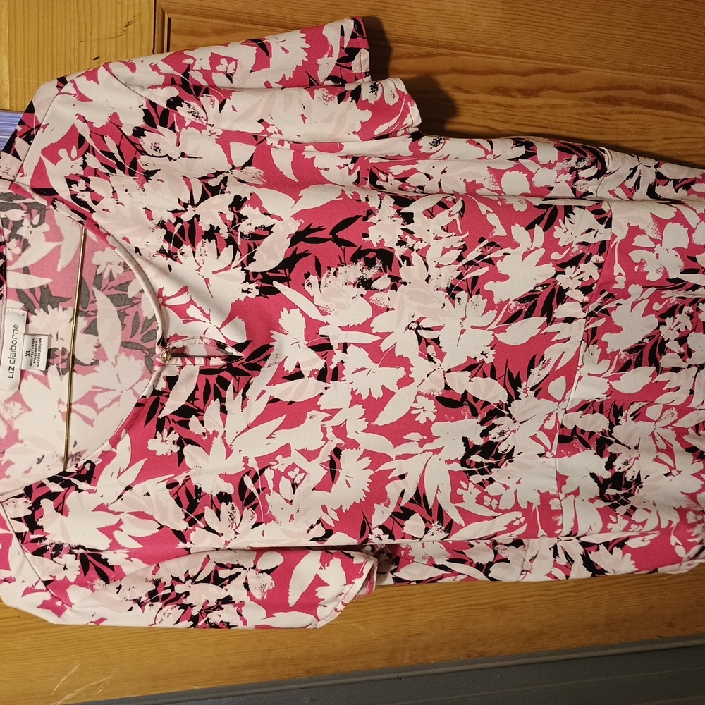 Liz Claiborne Pink and White Floral Blouse